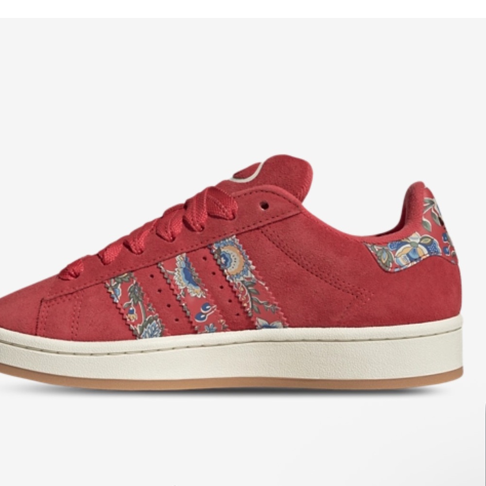 Adidas Women's Red and Floral Campus Sneakers - Picture 3 of 11